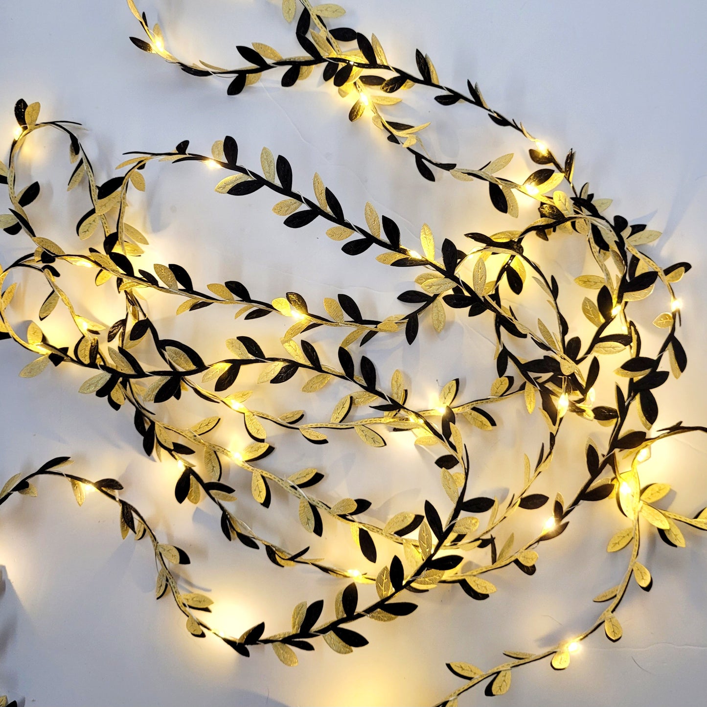 Black & Gold Leaf Fairy Lights