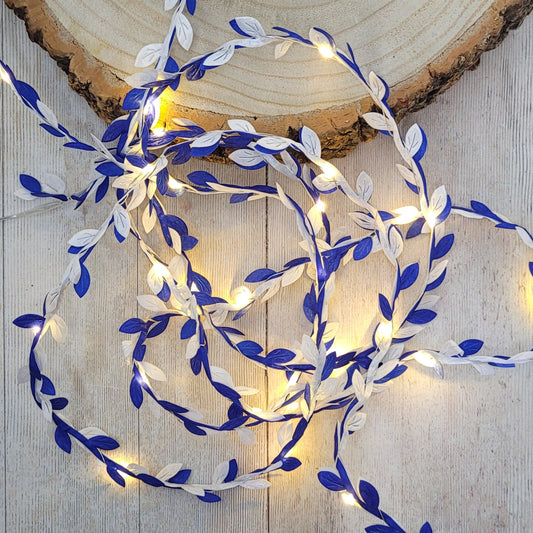 Blue & White Leaf Fairy Lights
