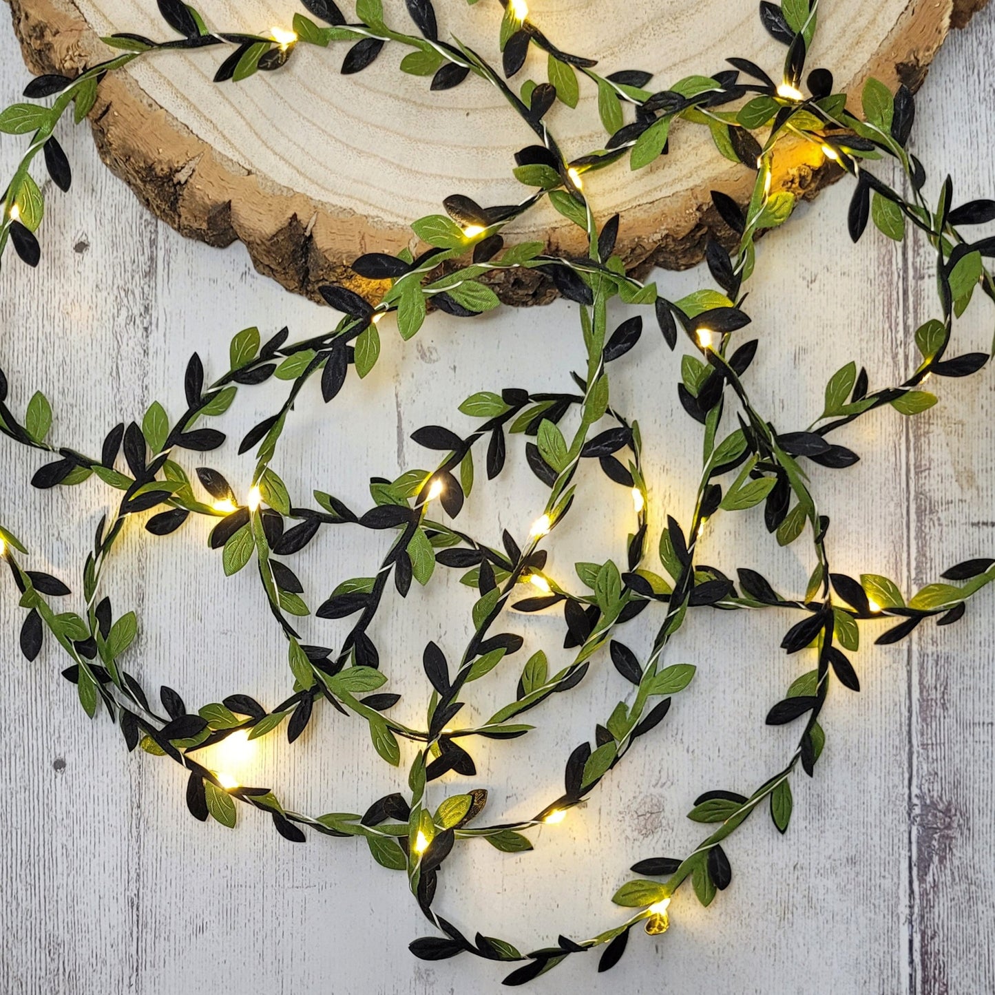 Green & Black Leaf Fairy Lights