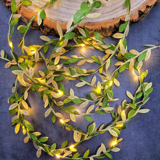 Green & Gold Leaf Fairy Lights