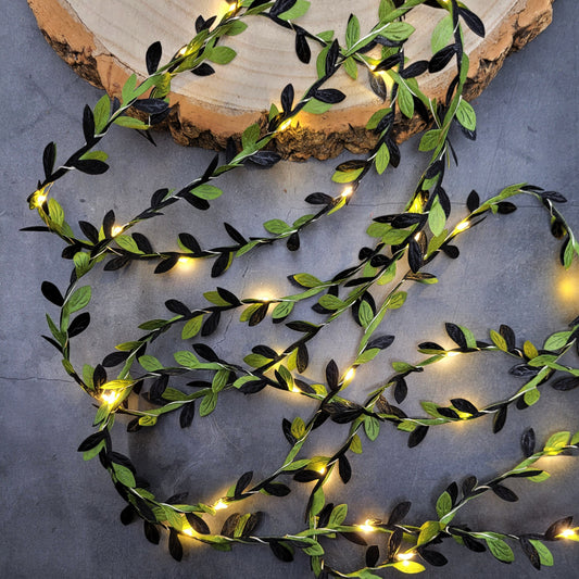 Green & Black Leaf Fairy Lights