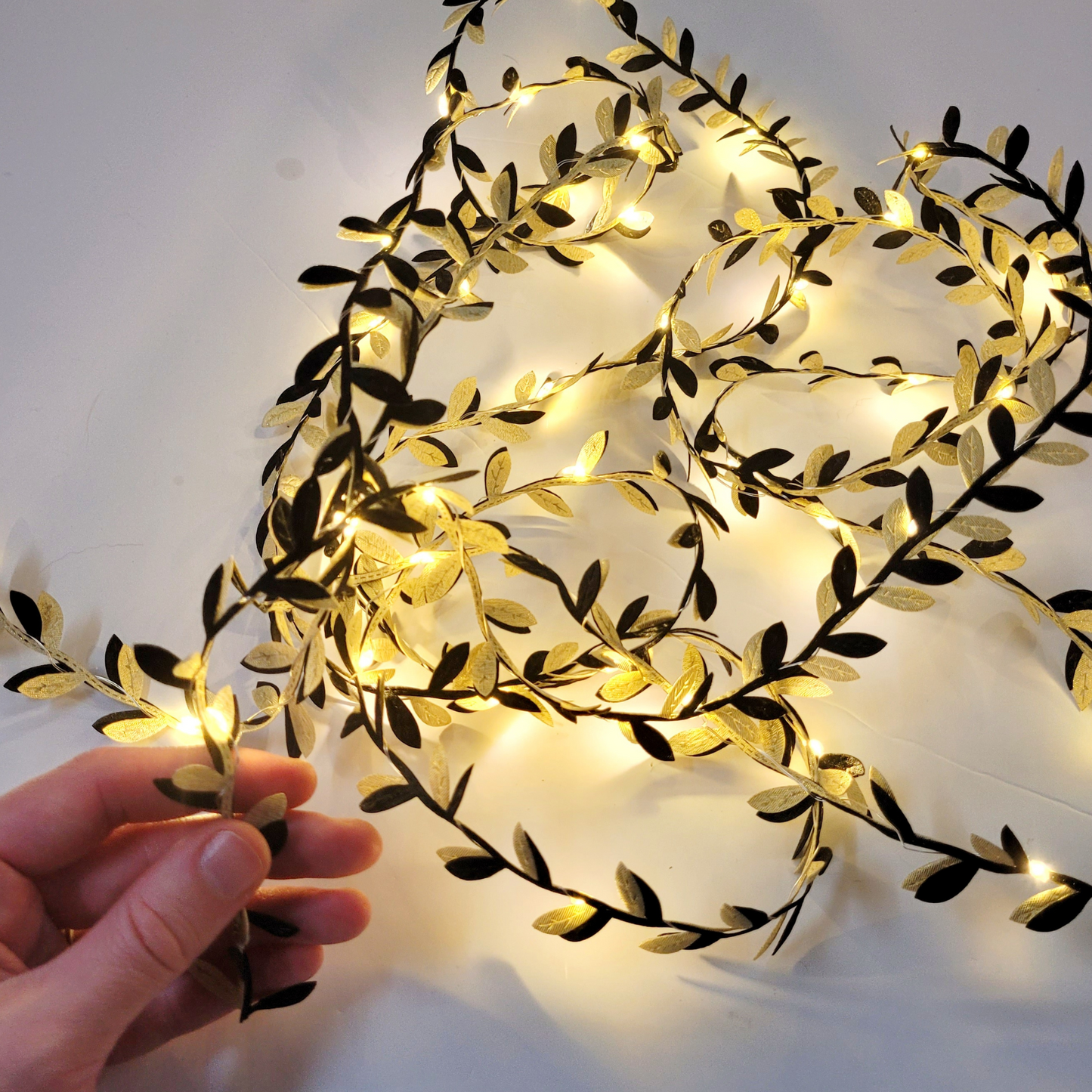 Black & Gold Leaf Fairy Lights