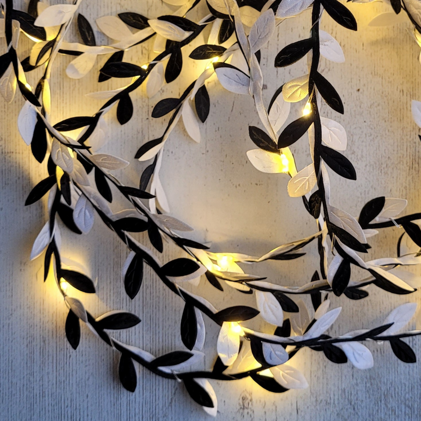Black & White Leaf Fairy Lights