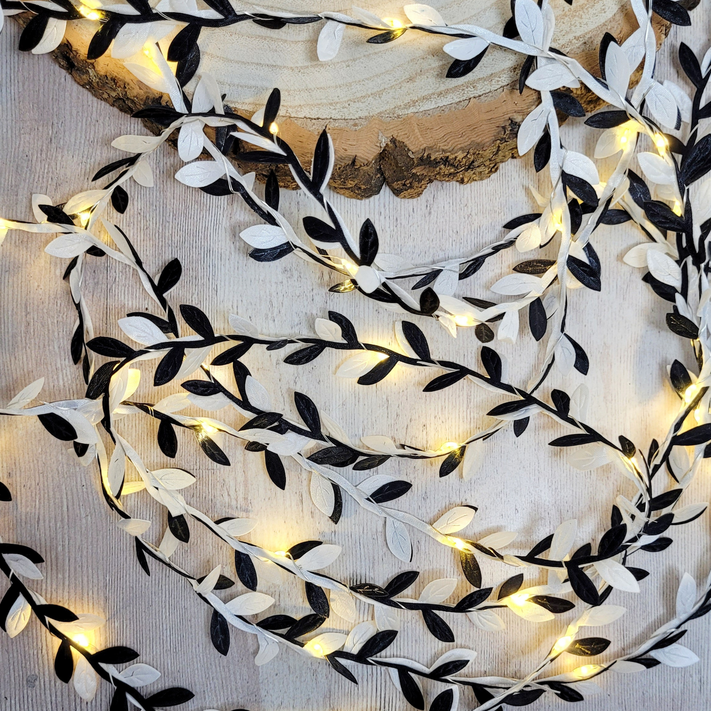 Black & White Leaf Fairy Lights