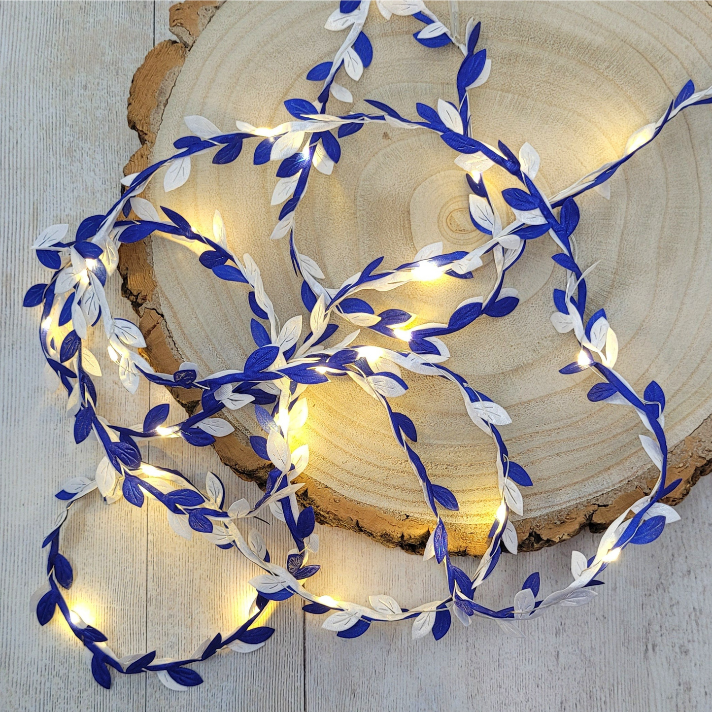 Blue & White Leaf Fairy Lights