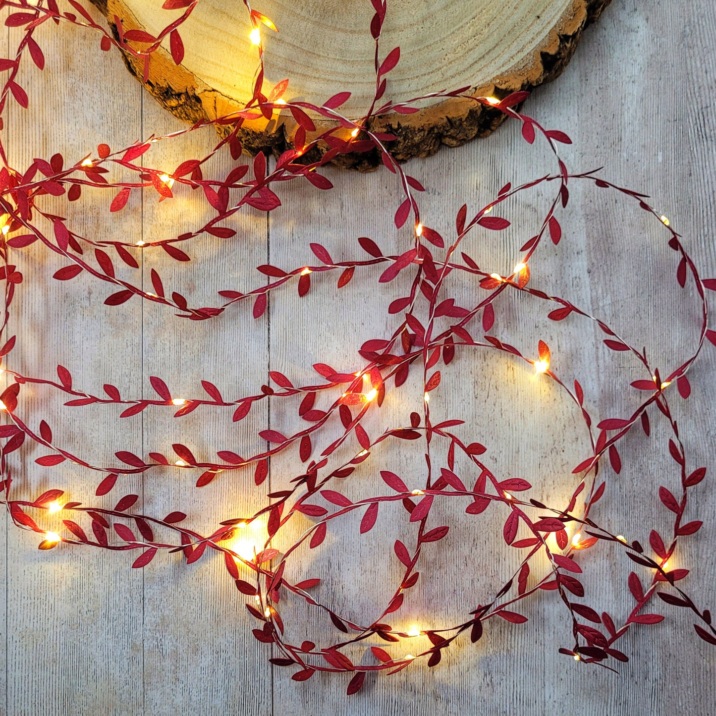 Burgundy Leaf Fairy Lights