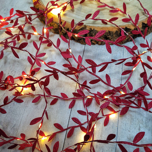 Burgundy Leaf Fairy Lights