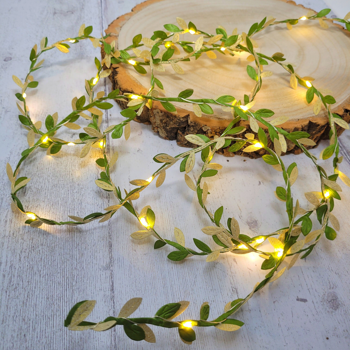 Green & Gold Leaf Fairy Lights