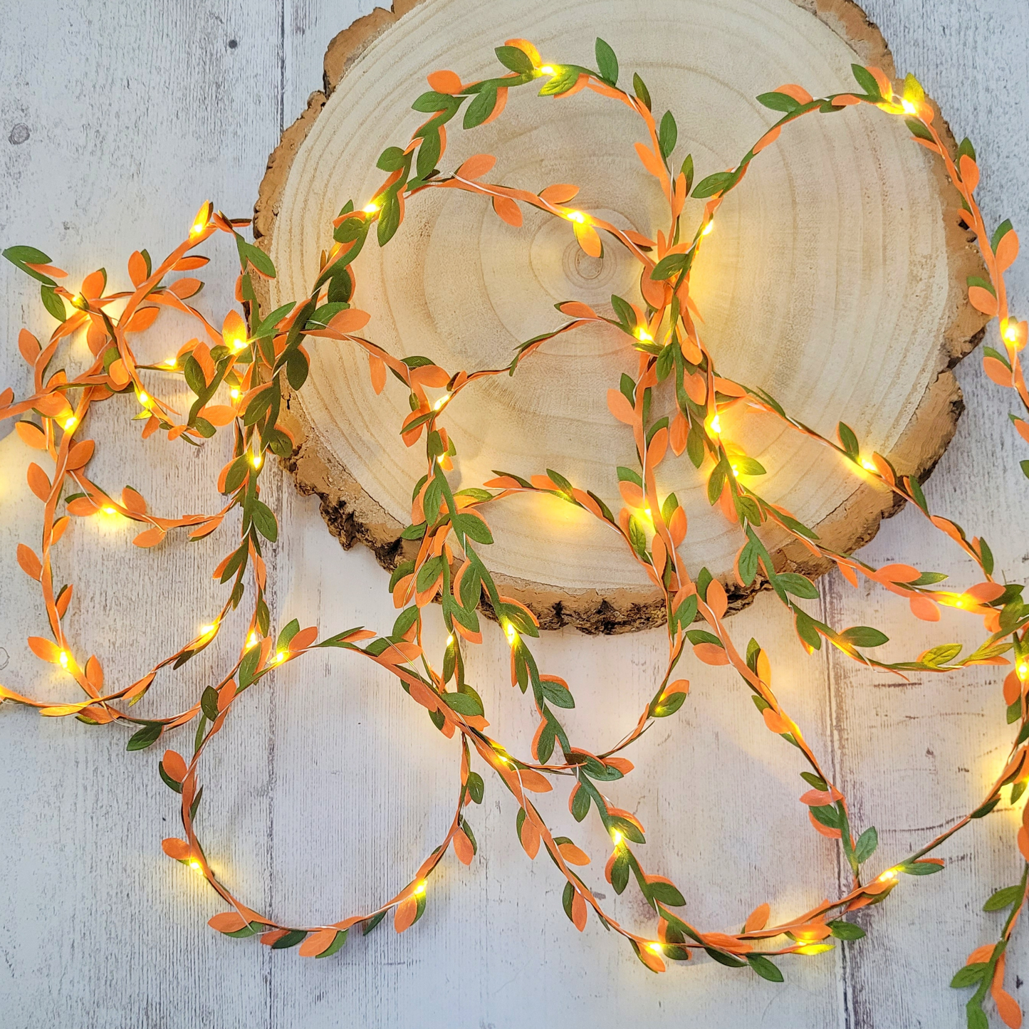 Green & Orange Autumn Leaf Fairy Lights