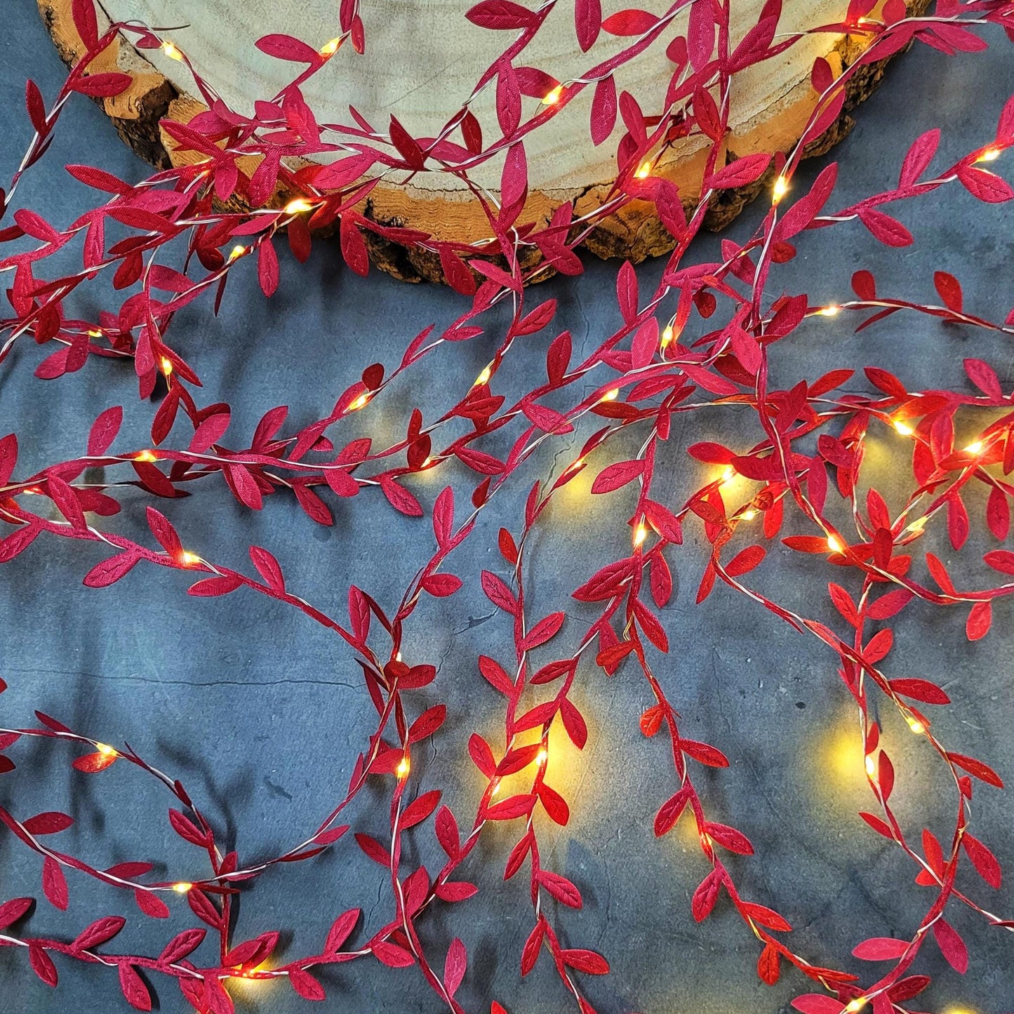 Burgundy Leaf Fairy Lights