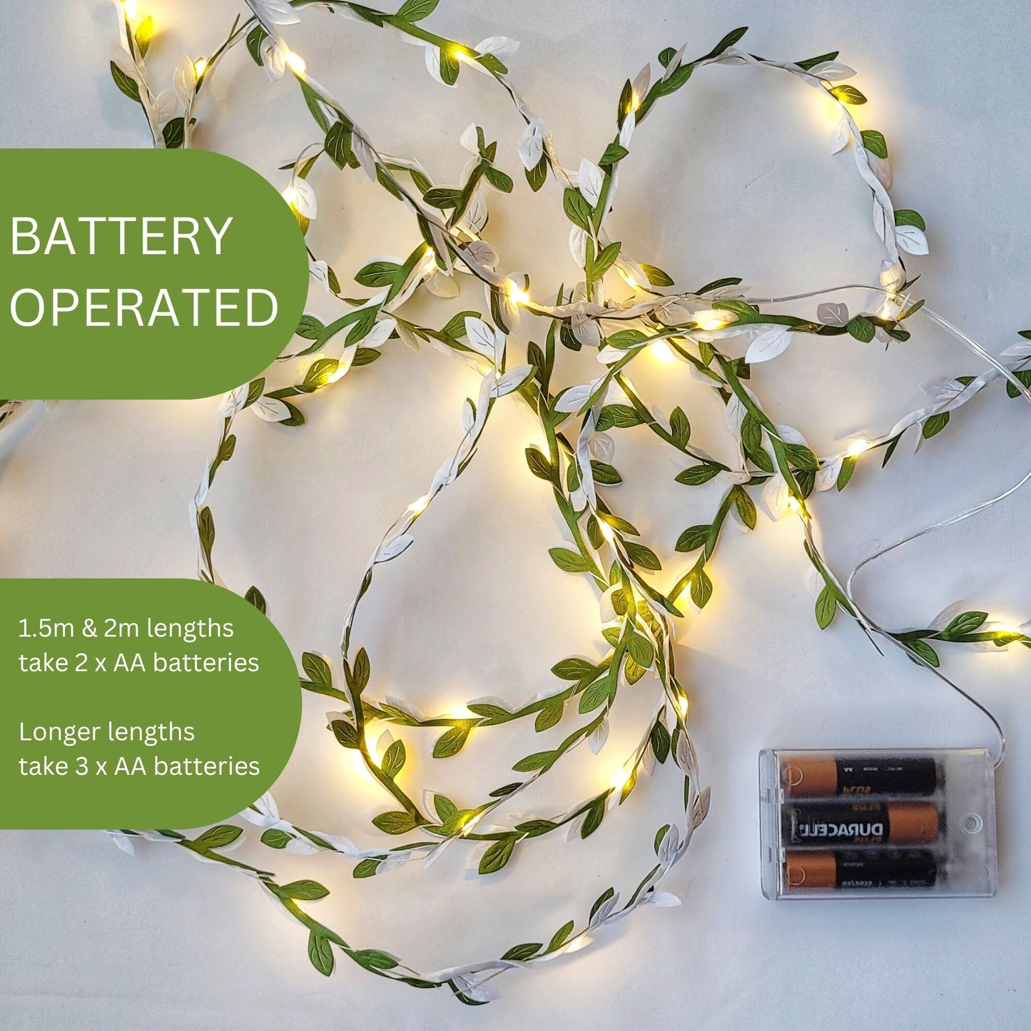 Green & White Leaf Fairy Lights