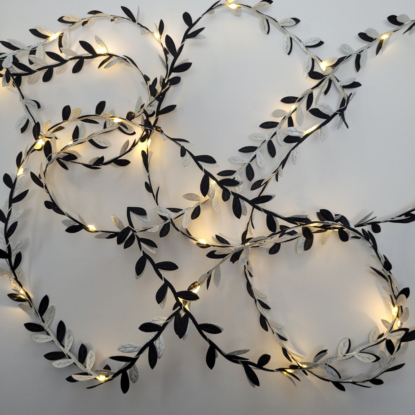 Black & Silver Leaf Fairy Lights