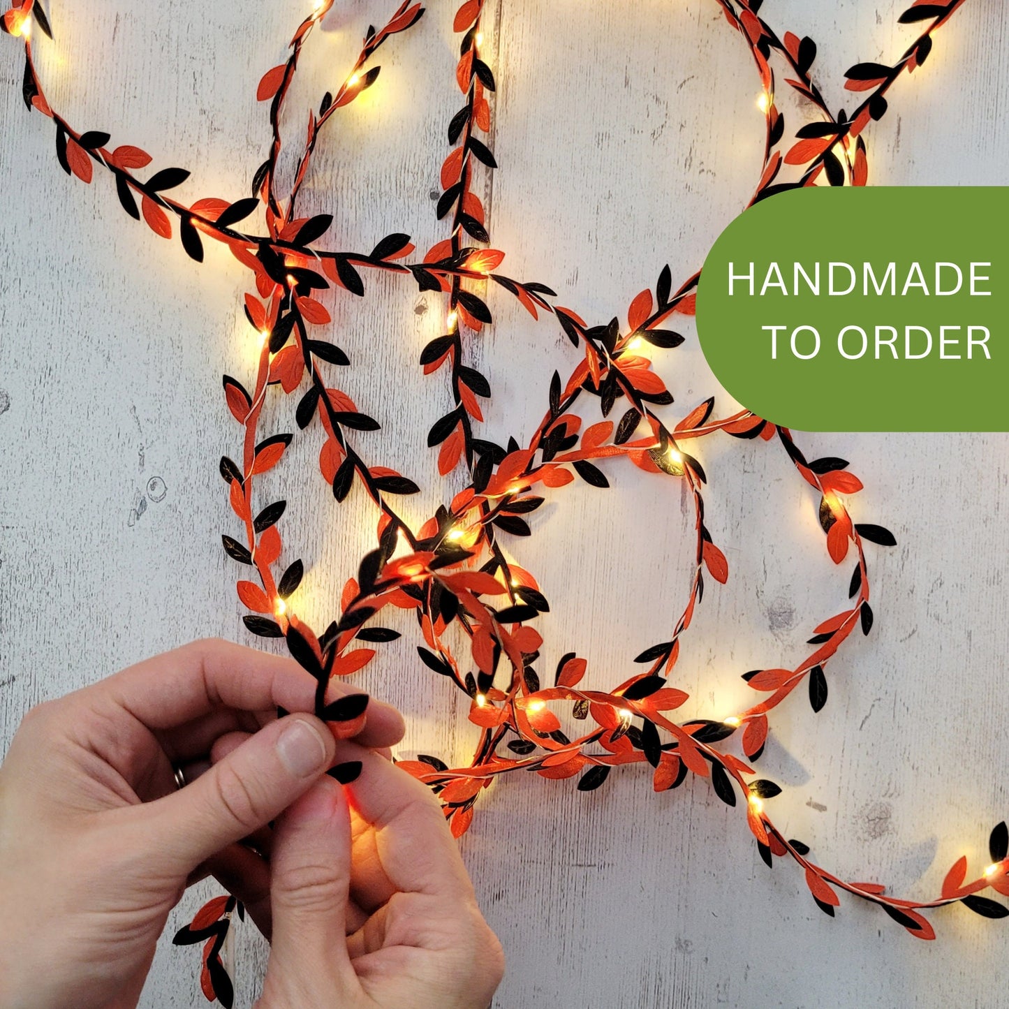 Black & Red Leaf Fairy Lights