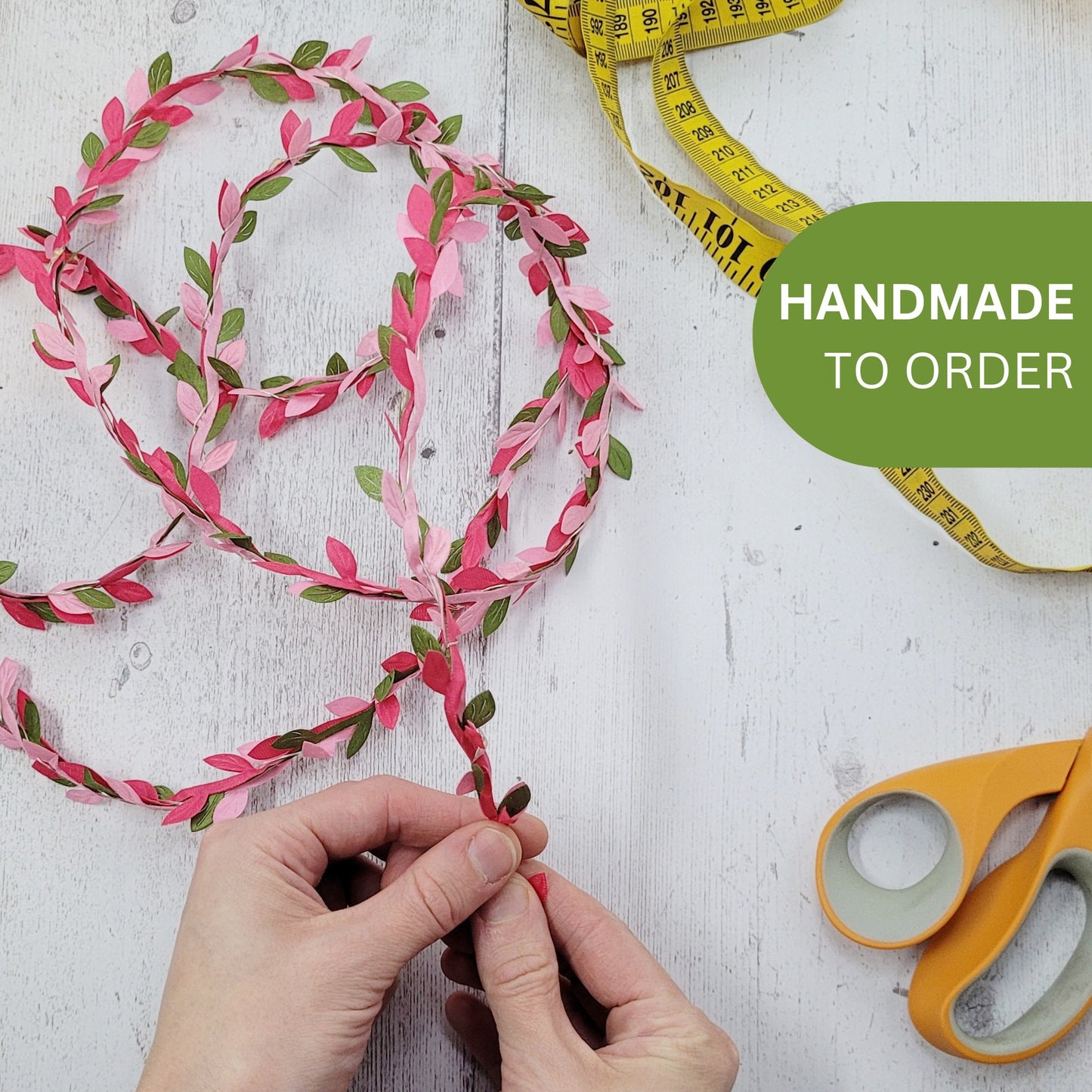 Pink & Green Leaf Fairy Lights