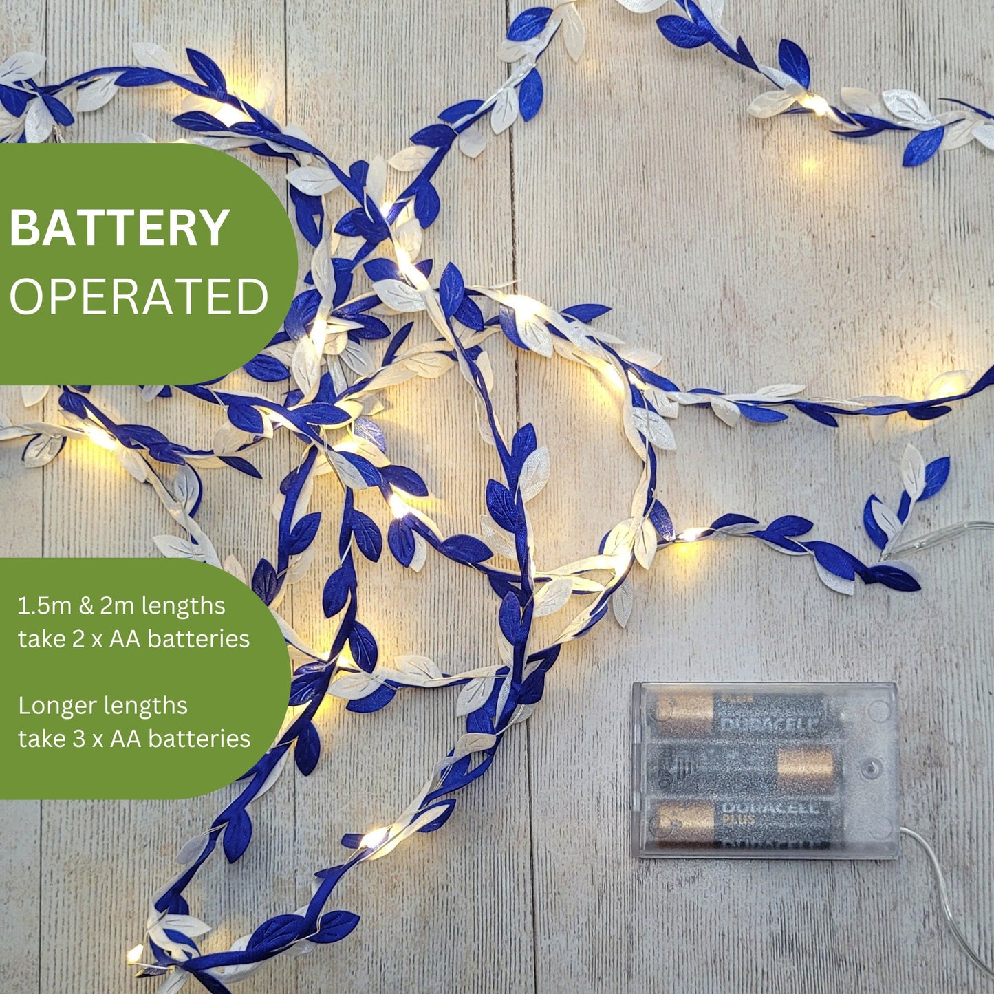 Blue & White Leaf Fairy Lights