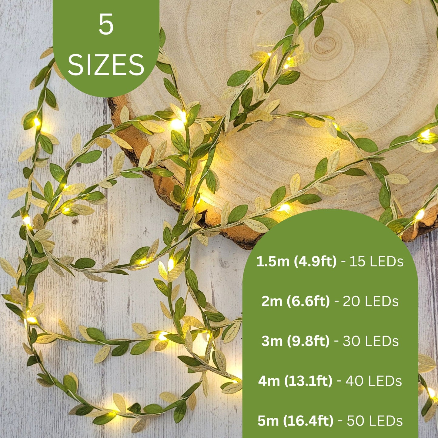 Green & Gold Leaf Fairy Lights