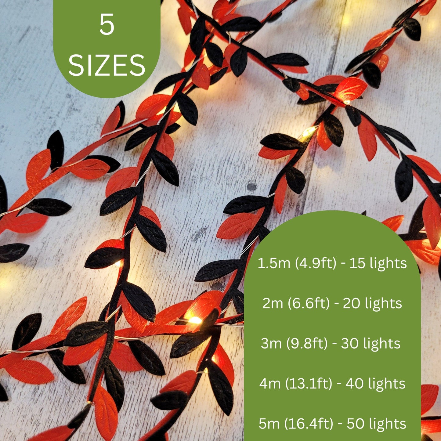 Black & Red Leaf Fairy Lights