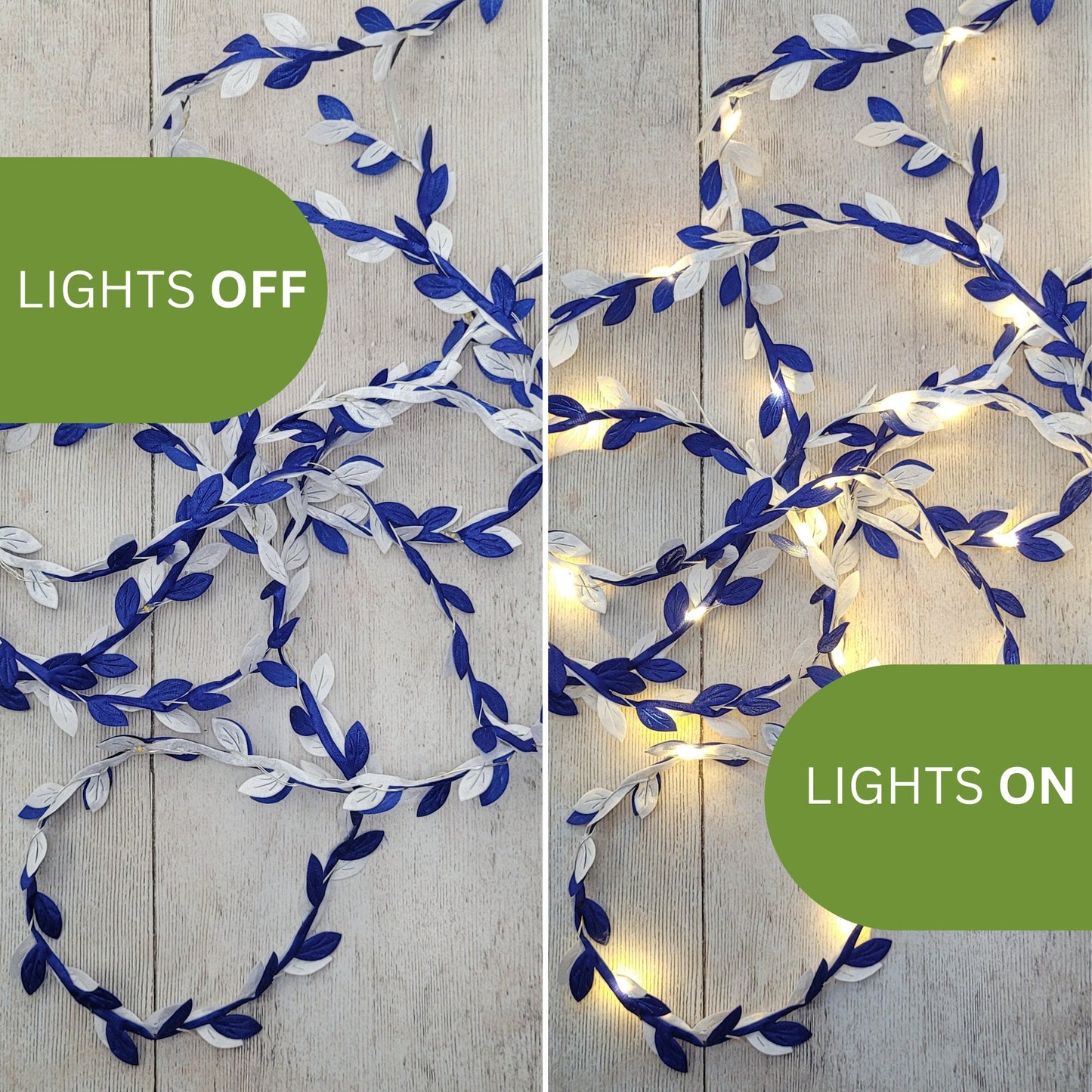 Blue & White Leaf Fairy Lights