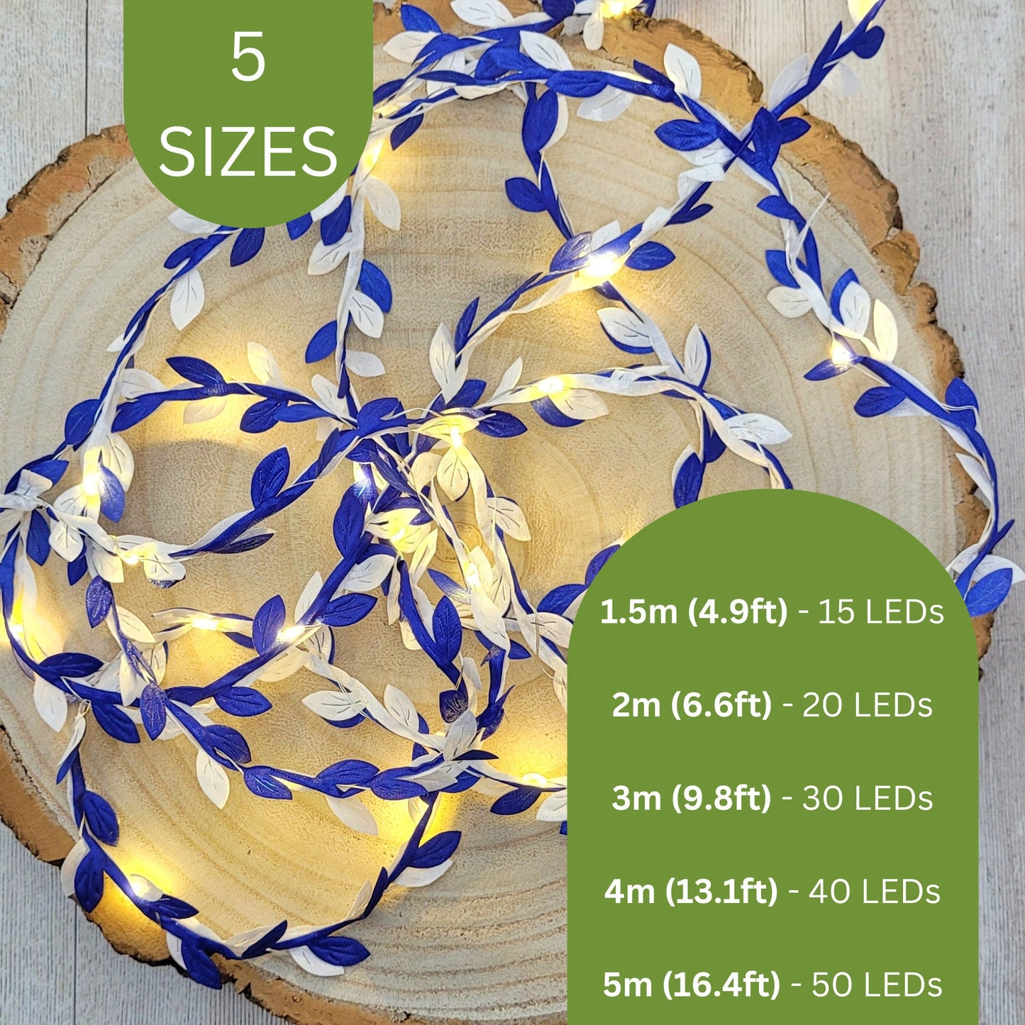 Blue & White Leaf Fairy Lights