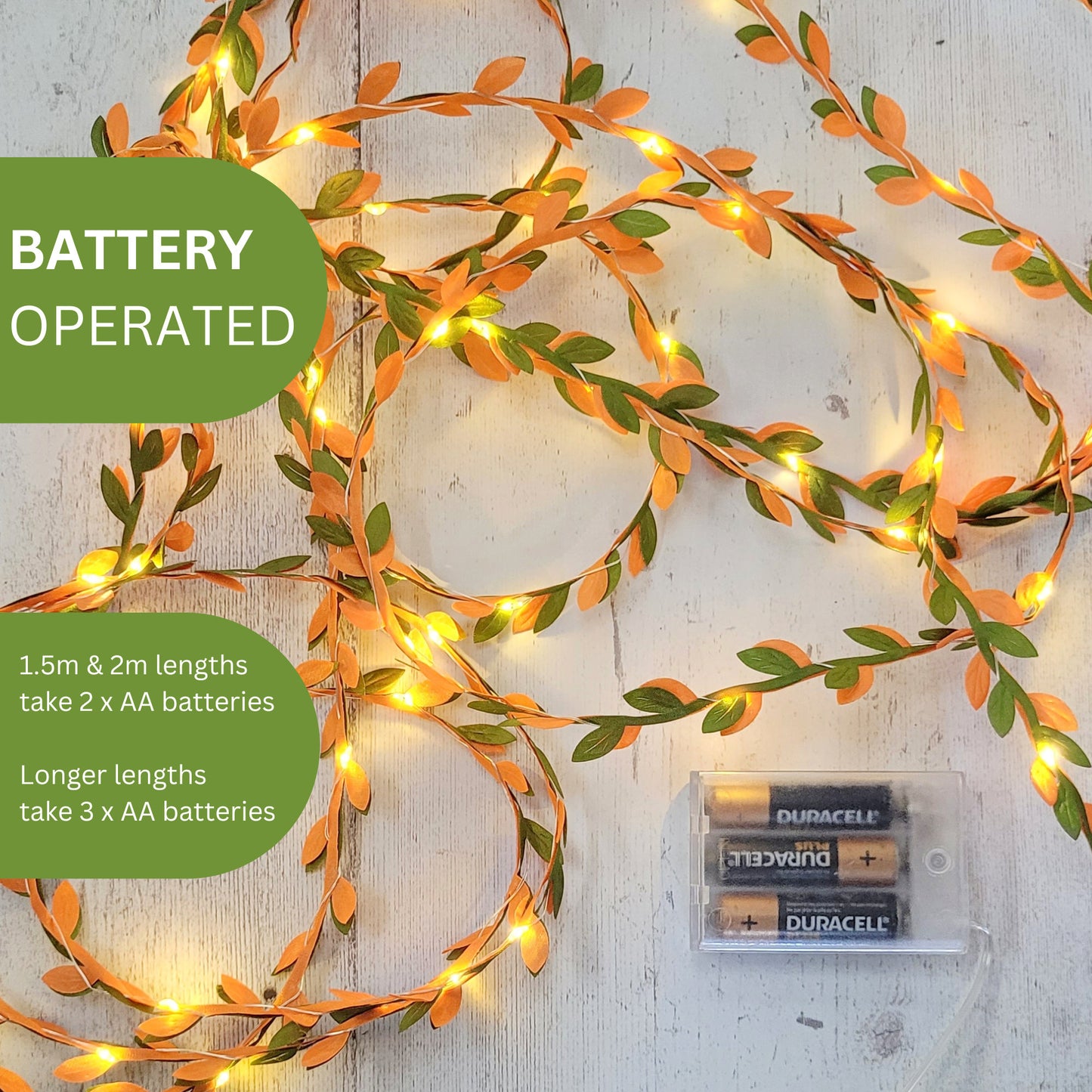 Green & Orange Autumn Leaf Fairy Lights