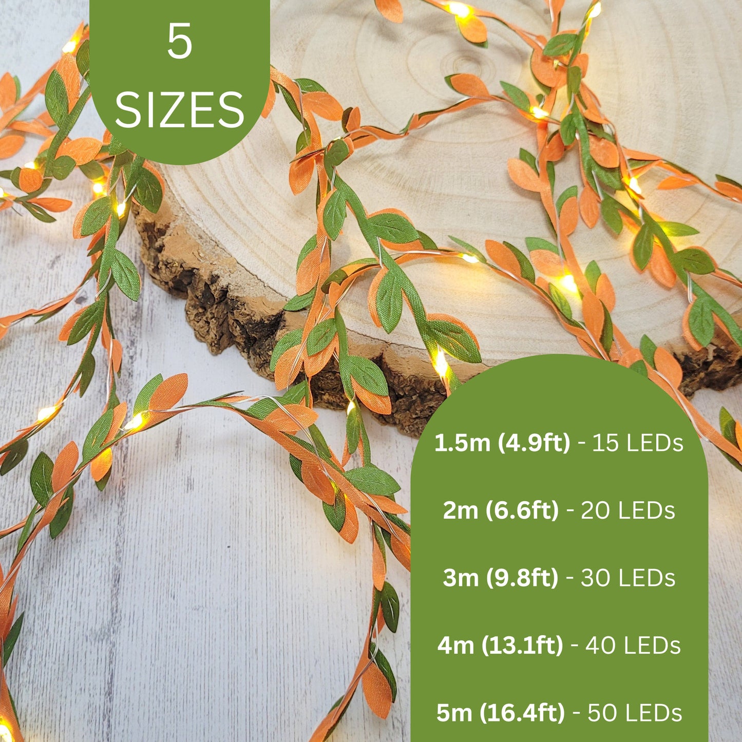 Green & Orange Autumn Leaf Fairy Lights
