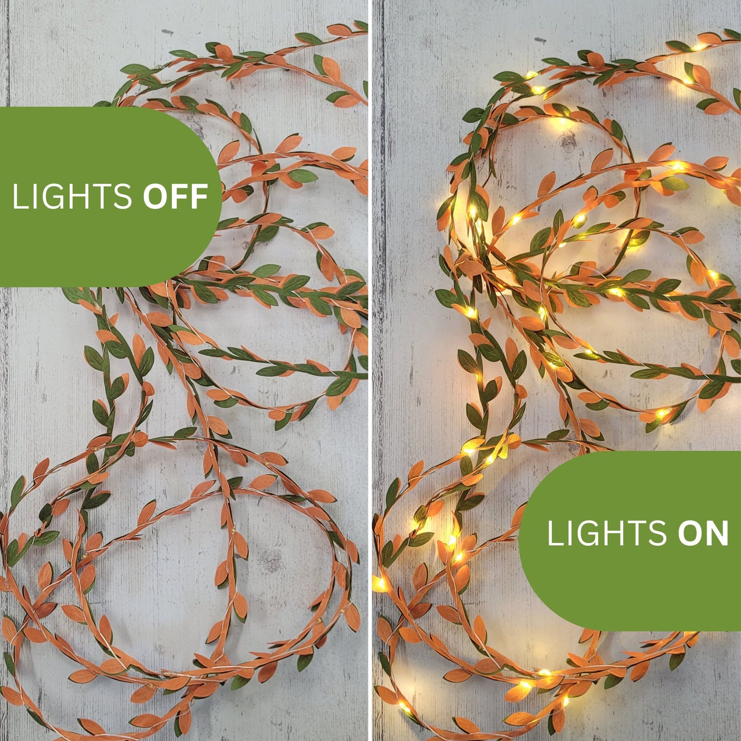 Green & Orange Autumn Leaf Fairy Lights