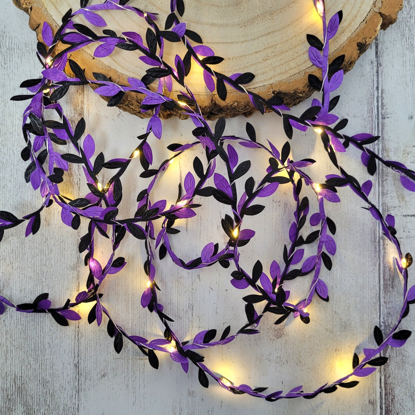 Purple & Black Leaf Fairy Lights