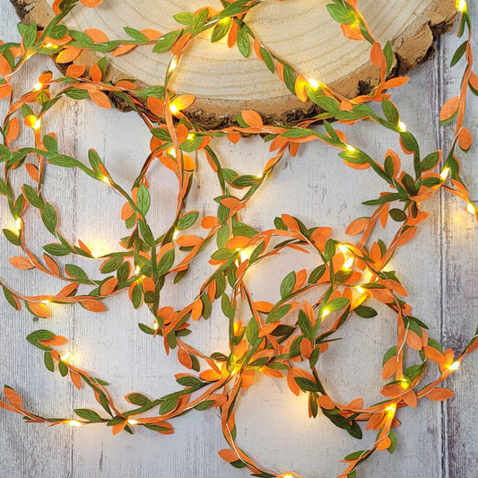 Green & Orange Autumn Leaf Fairy Lights