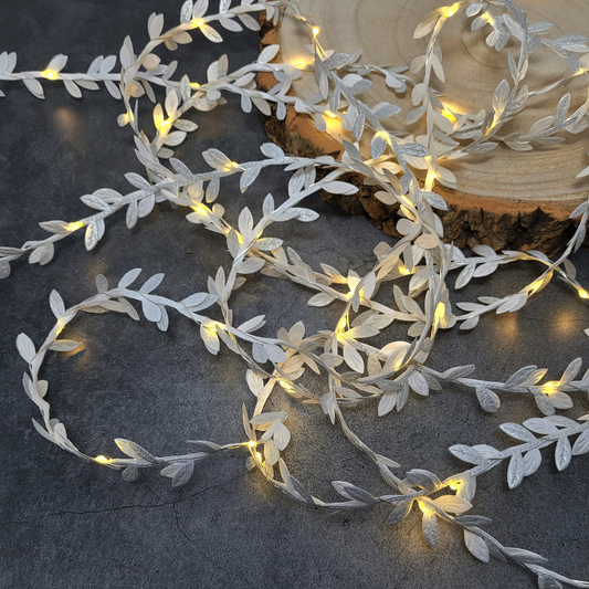 White & Silver Leaf Fairy Lights