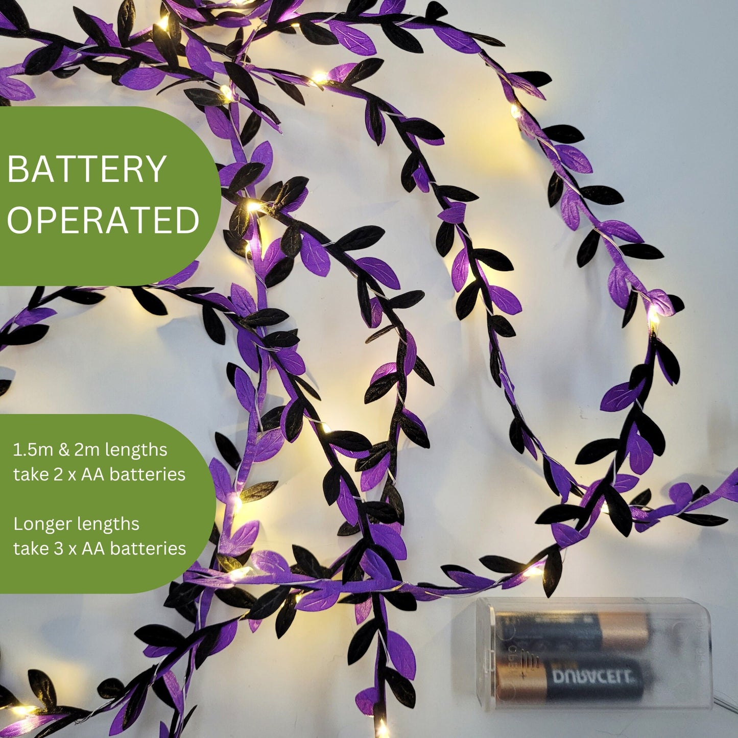 Purple & Black Leaf Fairy Lights